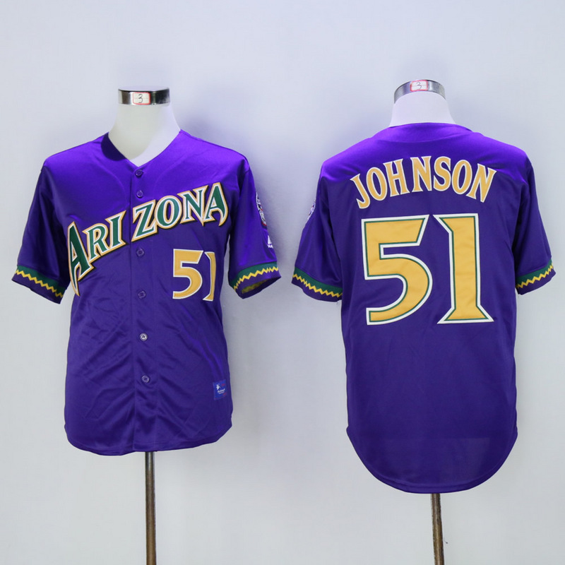 Men Arizona Diamondback #51 Johnson Purple MLB Jerseys